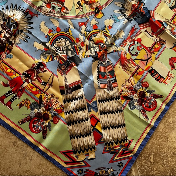 Hermès Paris “Kachinas” Native Silk Scarf Designed by Kermit Oliver - Picture 3 of 14